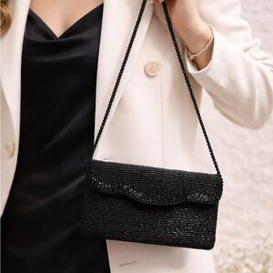 Elegant Black Beaded Clutch
